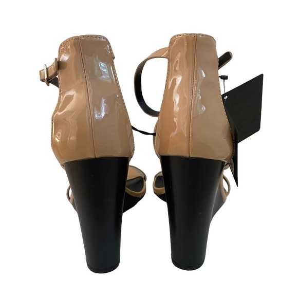 NEW Forever 21 Ankle Strap Wedge Heels in Blush Tan - Picture 4 of 7